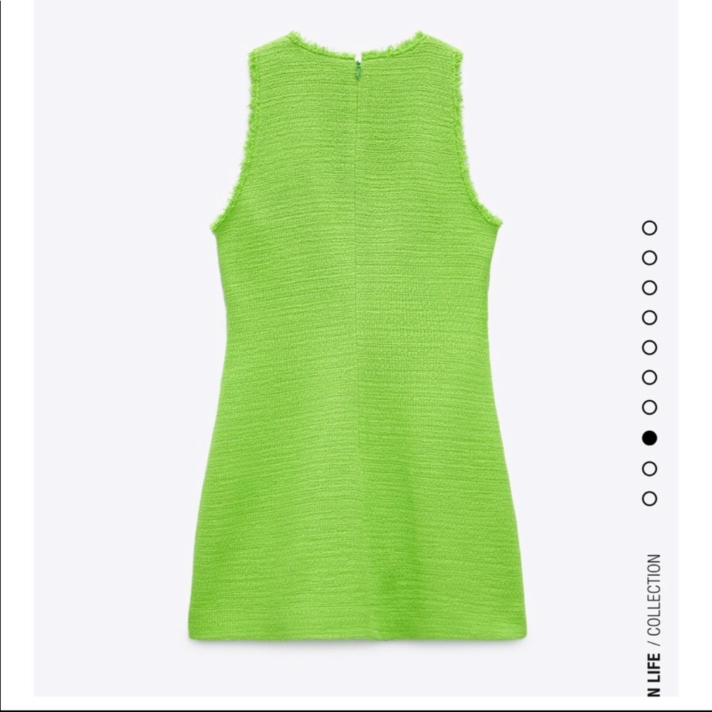 Zara Lime Green Tweed Dress - Picture 7 of 10